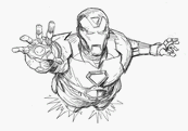 coloriage iron man main en avant